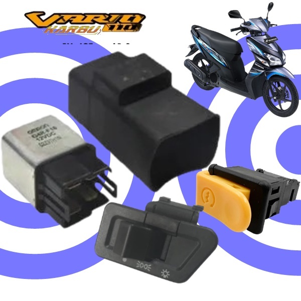 Paket Set Tombol Saklar On Off + Stater Vario 110 CW / Vario karbu Plus Bendik stater Relay Vario
