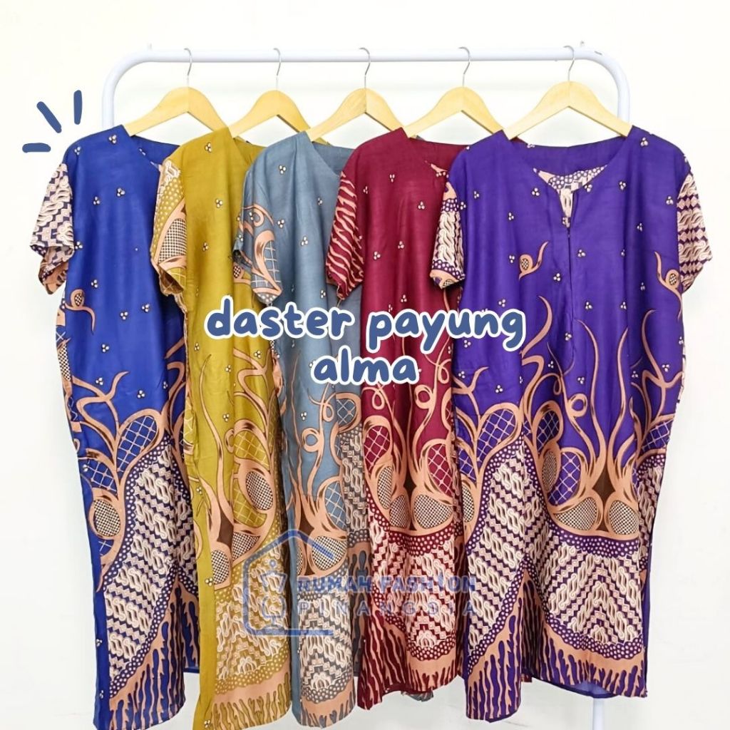 DASTER PAYUNG ALMA | Daster Payung Katun Rayon Baju Tidur Terusan Wanita Motif Batik LD 120 cm