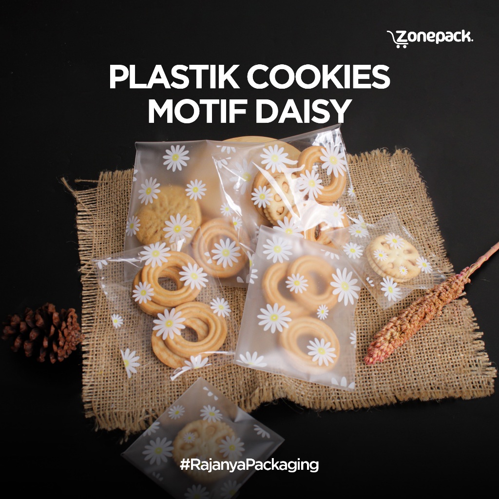 [100 PCS] Plastik Cookies OPP Motif Bunga | Plastik OPP Bening Buram | Plastik Packaging Nastar Cook