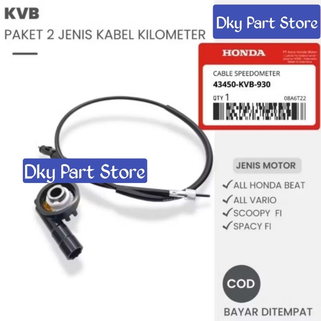 100% ORIGINAL gear box kabel speedometer Honda kode KVB untuk Vario, beat Fi, Beat pop, Beat Karbu, 