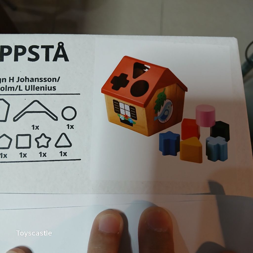 Mainan kayu rumah sortir balok warna warni mainan anak edukasi motorik ikea upsta