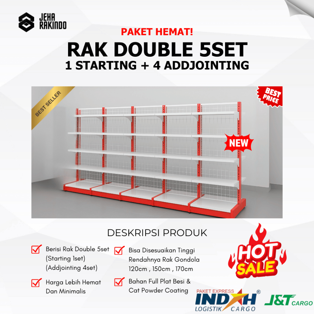 Rak Double 5SET Starting 1set + Addjointing 4set Display Rak Minimarket Supermarket - Jeha Rakindo
