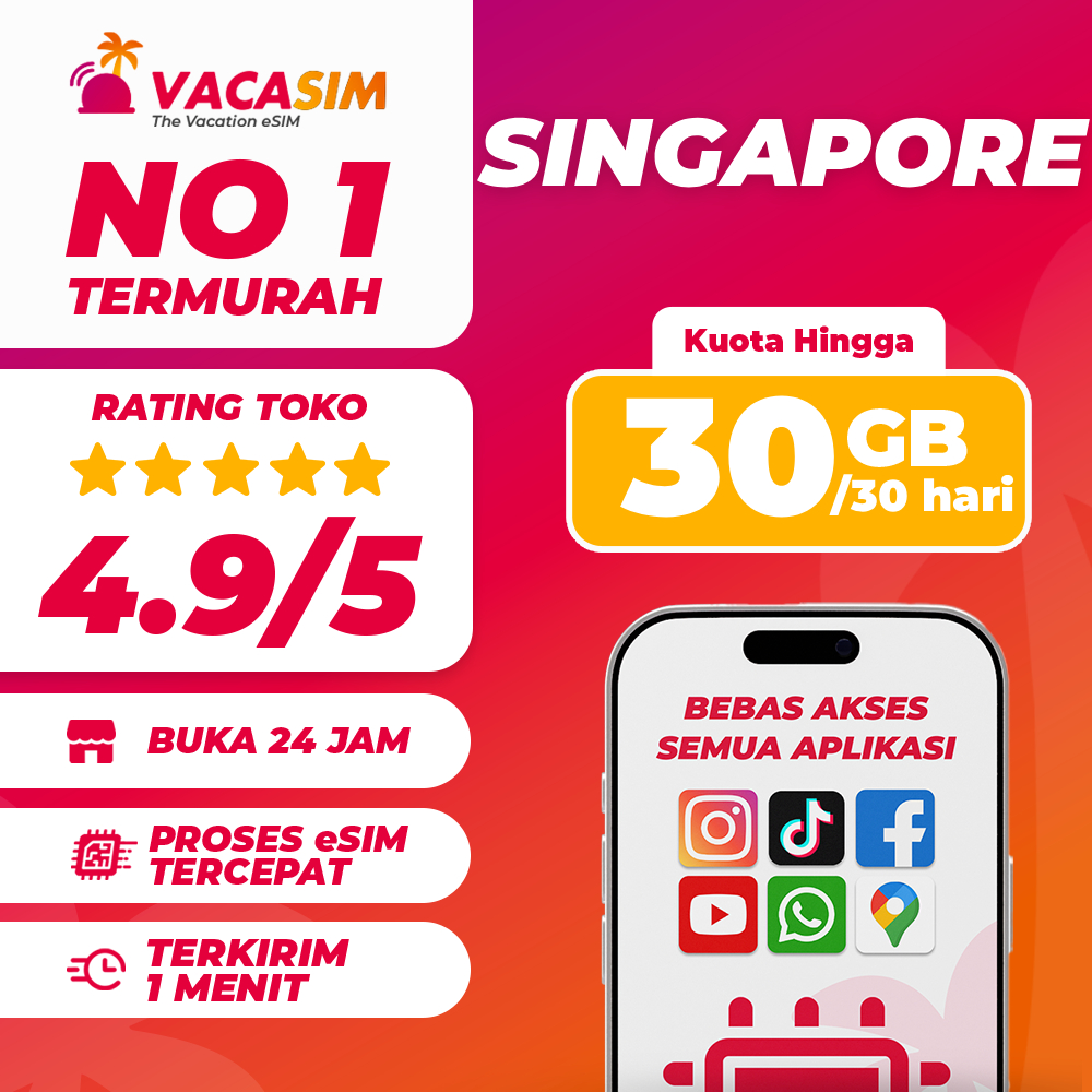 eSIM Singapore Paket Data Internet Hingga 30GB | Roaming Singapur Langsung Aktif Tercepat & Termurah