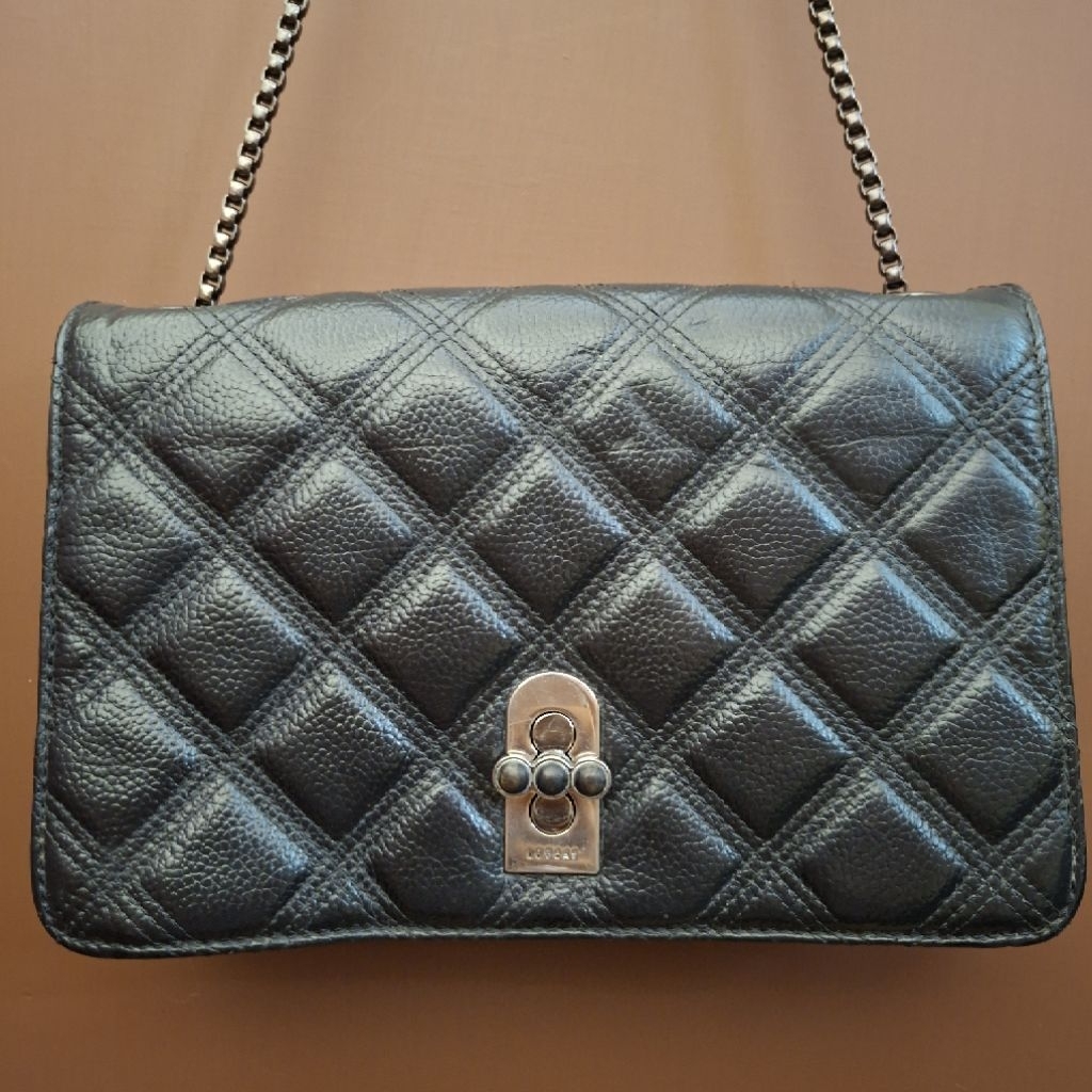 Tas Kulit Asli Lovcat Hitam #quilting leather bag