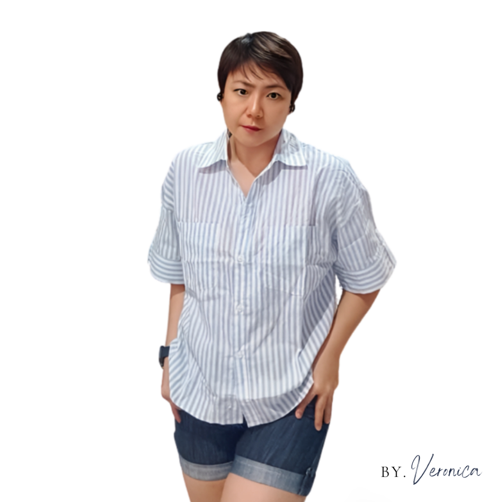 Kemeja Zara Garis Biru Muda