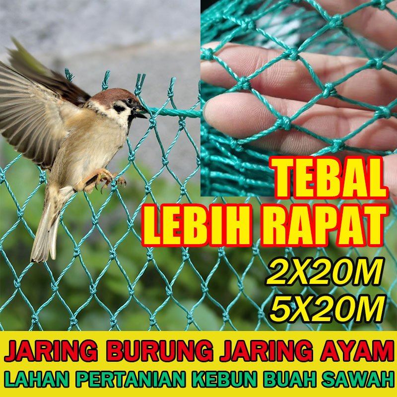 padat jaring burung PANJANG 20 METER  LEBAR 2 METER tinggal pasang jebakan burung perangkap burung j