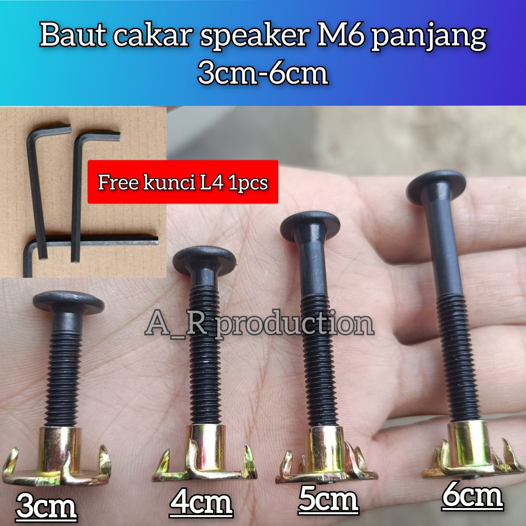 Pesona_Mimin 50.Pcs Baut Cakar Speaker M6 Panjang 3Cm 4Cm 5Cm 6Cm Baut Cakar Mur Set Speaker Baut