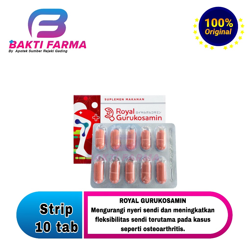 Royal Gurukosamin / Strip 10 - Kaplet Suplemen Herbal | Membantu Memilihara Kesehatan Persendian