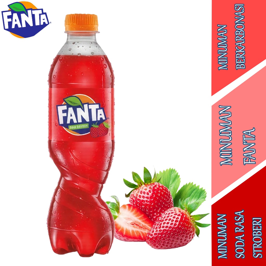 Minuman Soda Rasa Stroberi - Fanta - Minuman Berkarbonasi Soda - 390ml