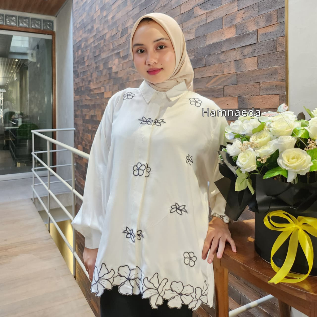 ATASAN KEMEJA BORDIR MOTIF BUNGA RAYON TWILL