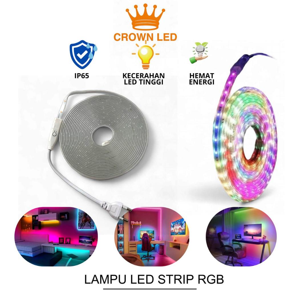 Lampu LED STRIP 3528 2835 220v 10METER 5050 OUTDOOR & INDOOR STRIP SELANG RGB