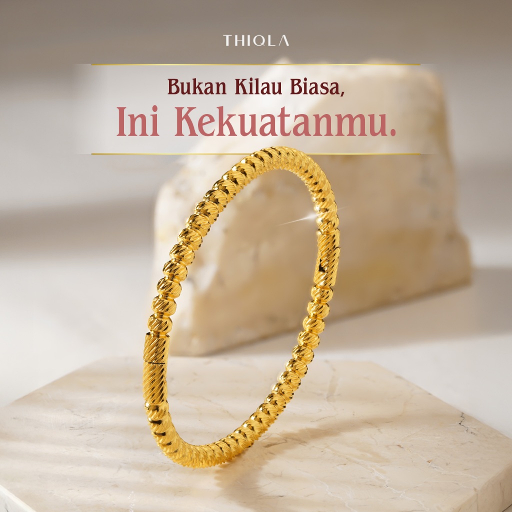 THIQLA - Gelang Bangle ALVA - Gelang Estetik Wanita - Gelang Oval Untuk Tangan Kecil Kurus & Gemuk -