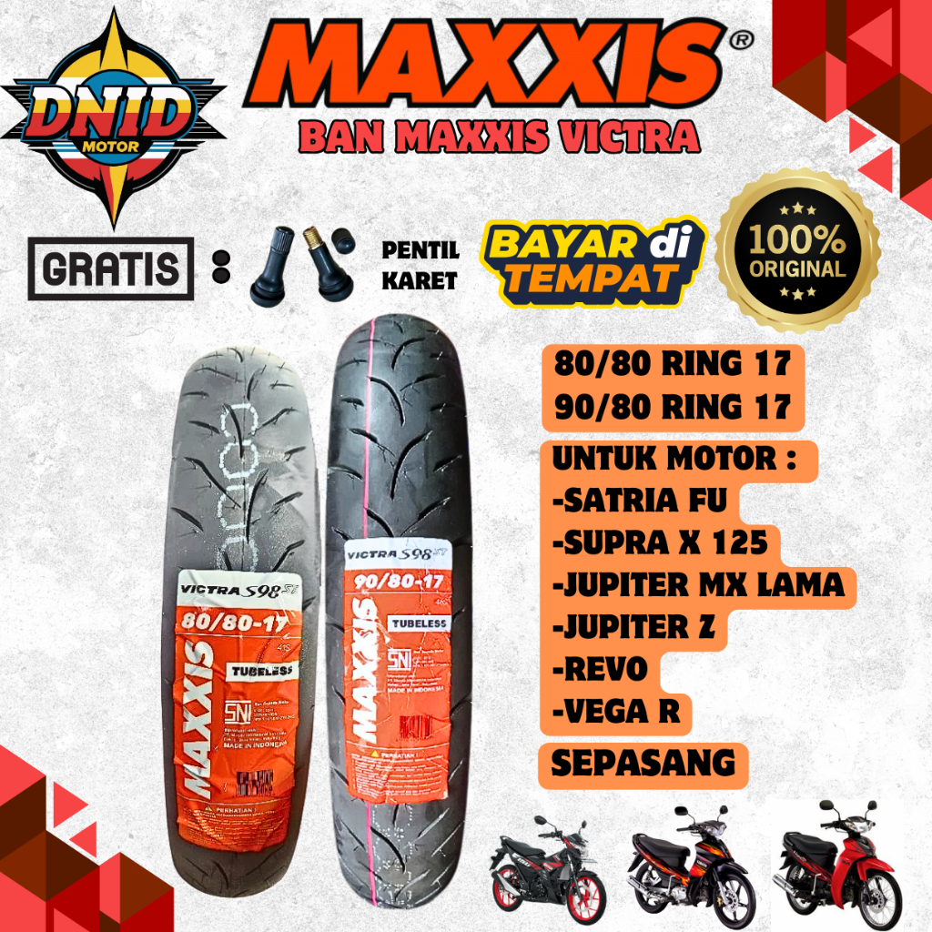 BAN DEPAN BELAKANG MOTOR SUPRA X 125 / JUPITER Z / SHOGUN / SMASH / VEGA ZR / VEGA R / REVO / SATRIA
