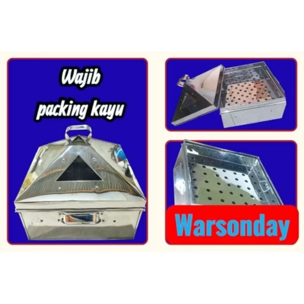 Klakat Kukusan/Klakak Dimsum Kotak 30cm/35cm/40cm/45cm/50cm, Bahan Alumunium 0.5mm