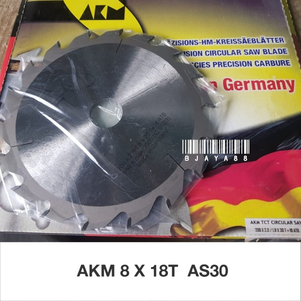 AKM PISAU GERGAJI CIRCULAR SAW BLADE.  8" X 18T GIGI AKM GERMANY 