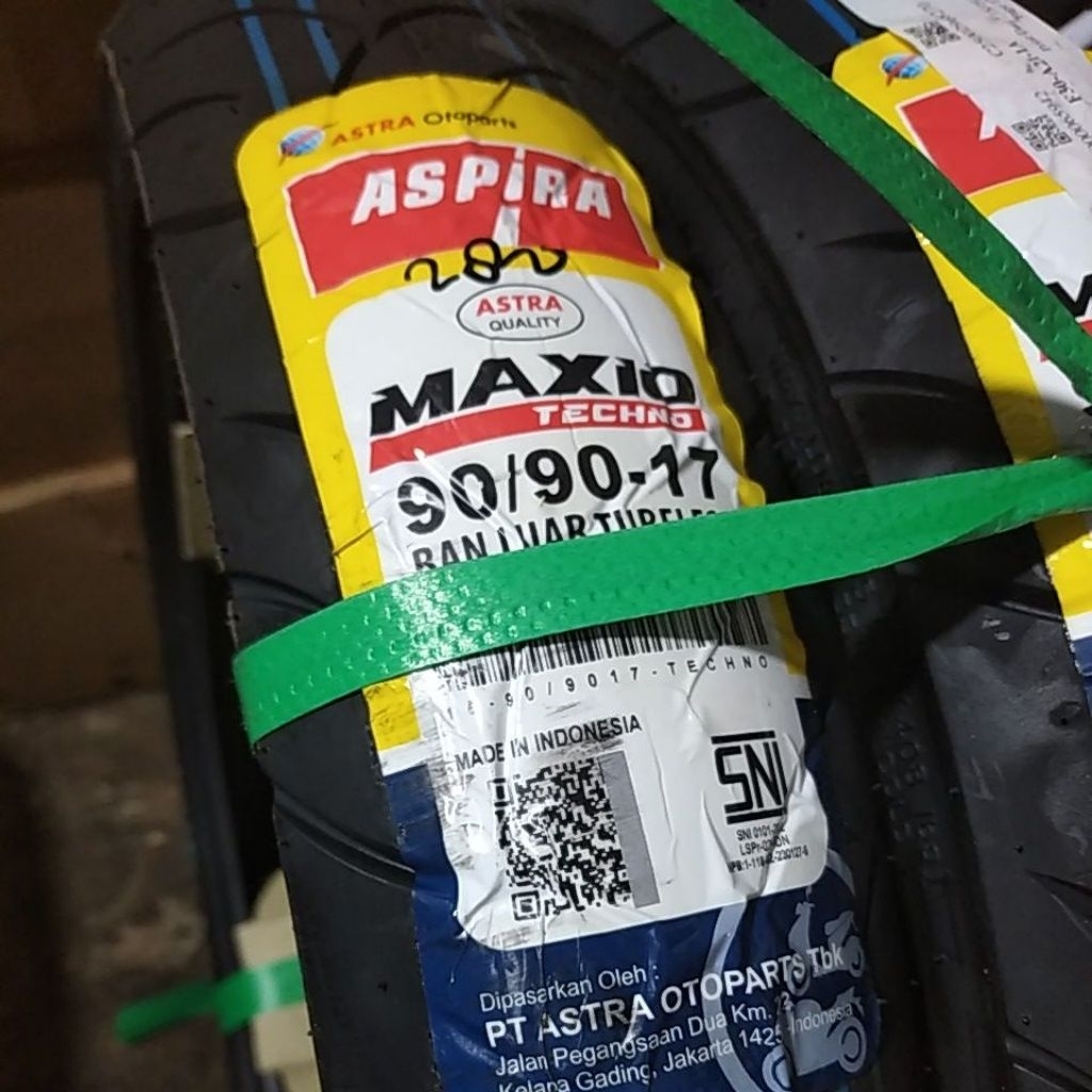 ban tubles tubeless belakang 90/90-17 17/300 aspira maxio
