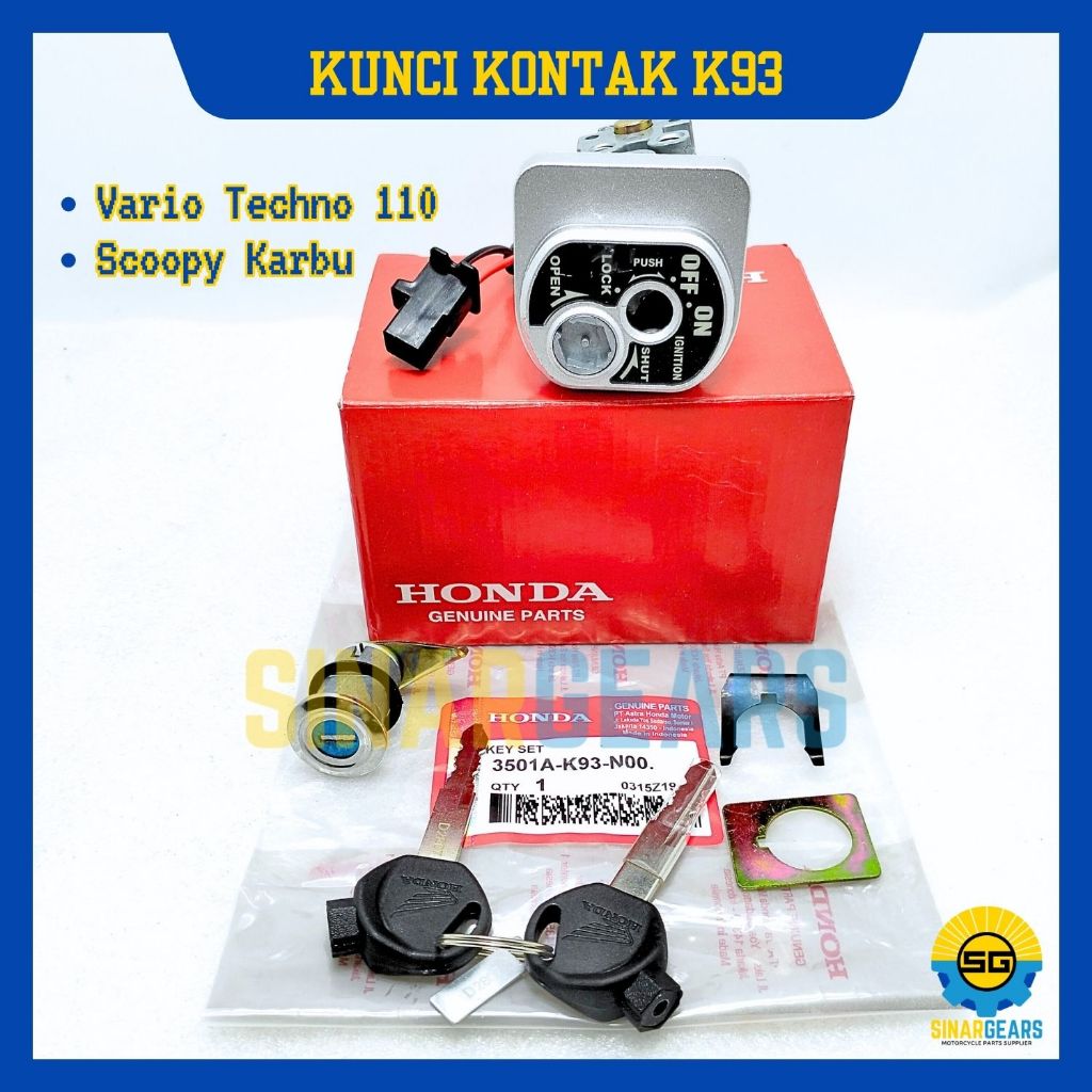 Keyset Original Honda K93 Kunci Kontak Scoopy Karbu Vario Techno 110 Konci Motor Set Key Set Ori AHM