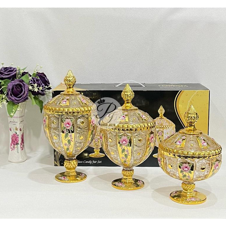 Toples Kue Makanan Permen Keramik Set Motif Bunga Fiorenza CT-888-SML