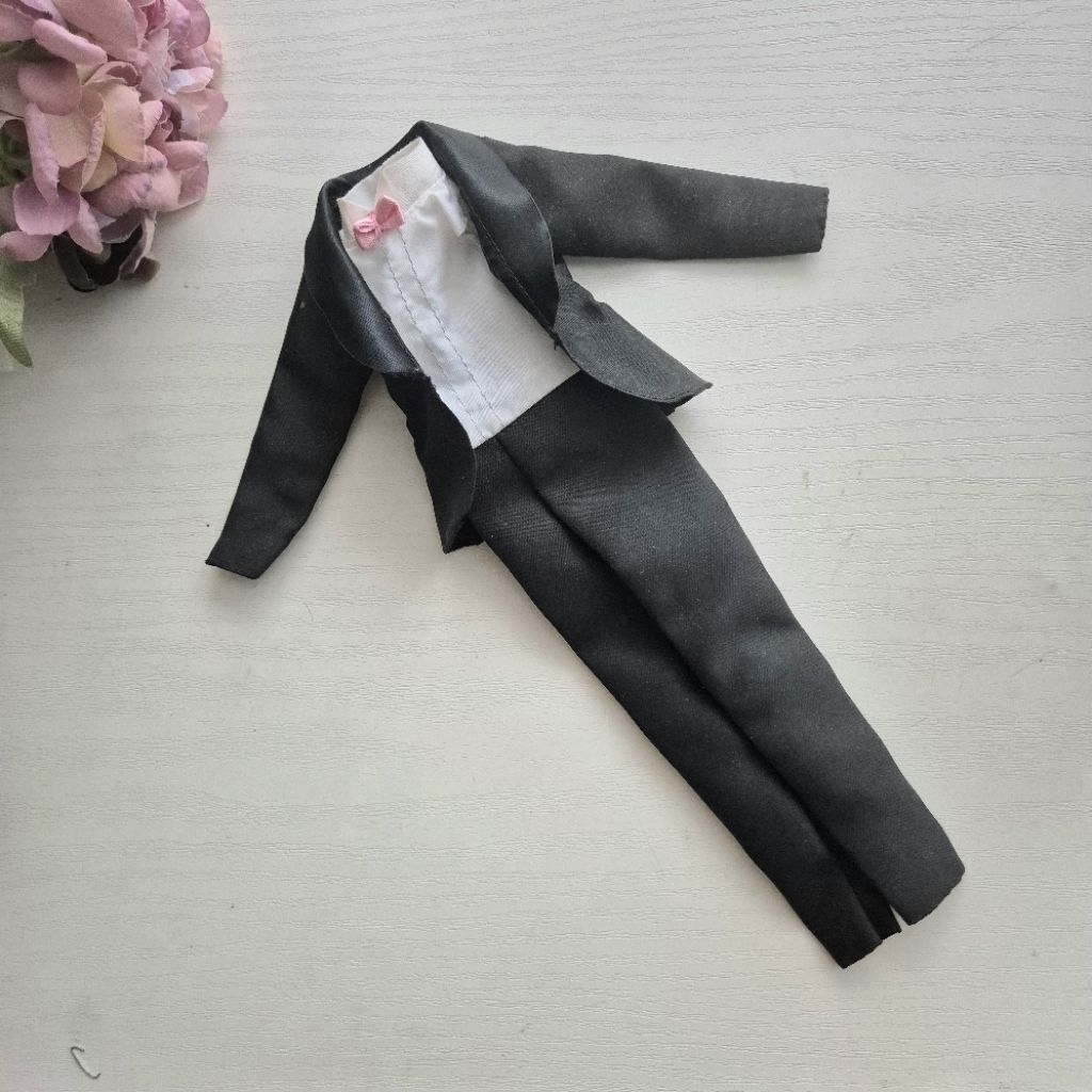 Baju Wedding Boneka Barbie Ken Mattel tuxedo black pink bow