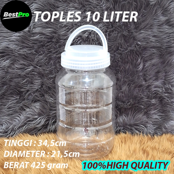 New Toples Bening Plastik 10 Liter Tutup Handle