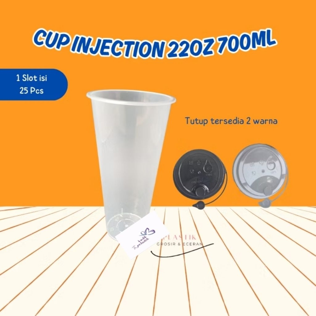 PP Cup Injection 700ml 24oz Isi 25 Pcs l Gelas Plastik Boba Cheese Tea 24 Oz 700 ml