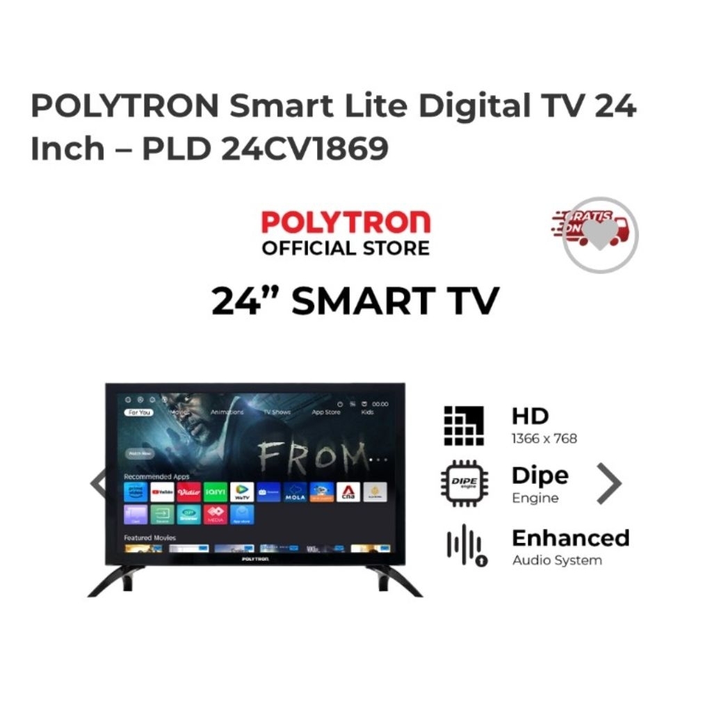 TV LED  24 INCH POLYTRON SMART PLD 24CV1869