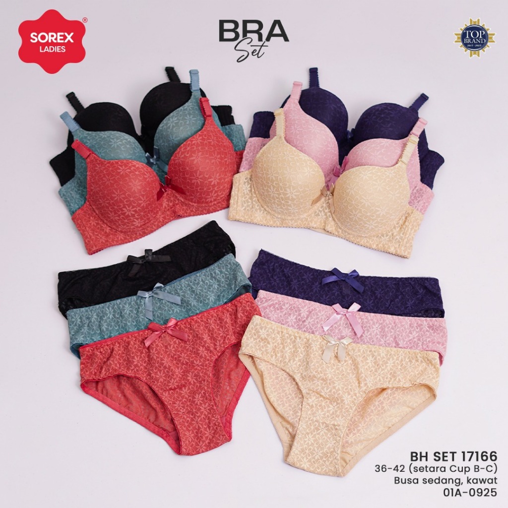 (Set Bra) Bh Bra Set Sorex 17166 Cup B-C (36-42) Kait 3 Busa Sedang Berkawat |fpkp