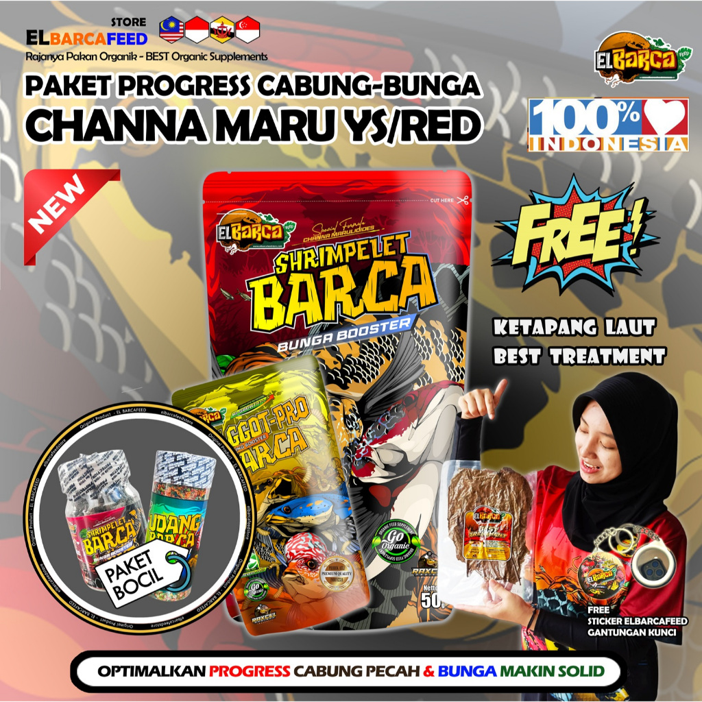 PAKET PAKAN PROGRESS BUNGA Channa Maru ys red pemecah Cabung & bunga solid xtra melanin guanin