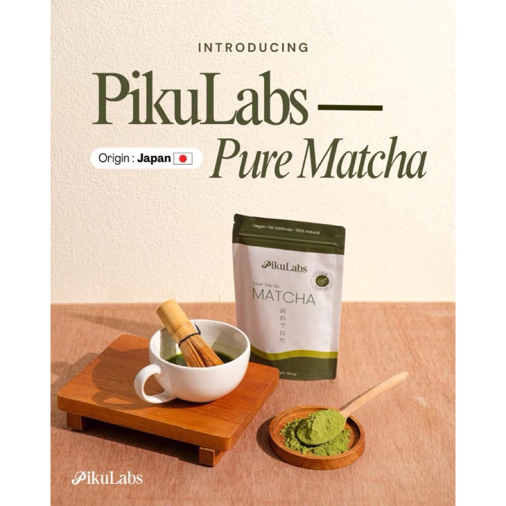 

BISA COD‼️ ORIGINAL PikuLabs Pure Matcha Powder 100gr | 100% Pure, No Additives