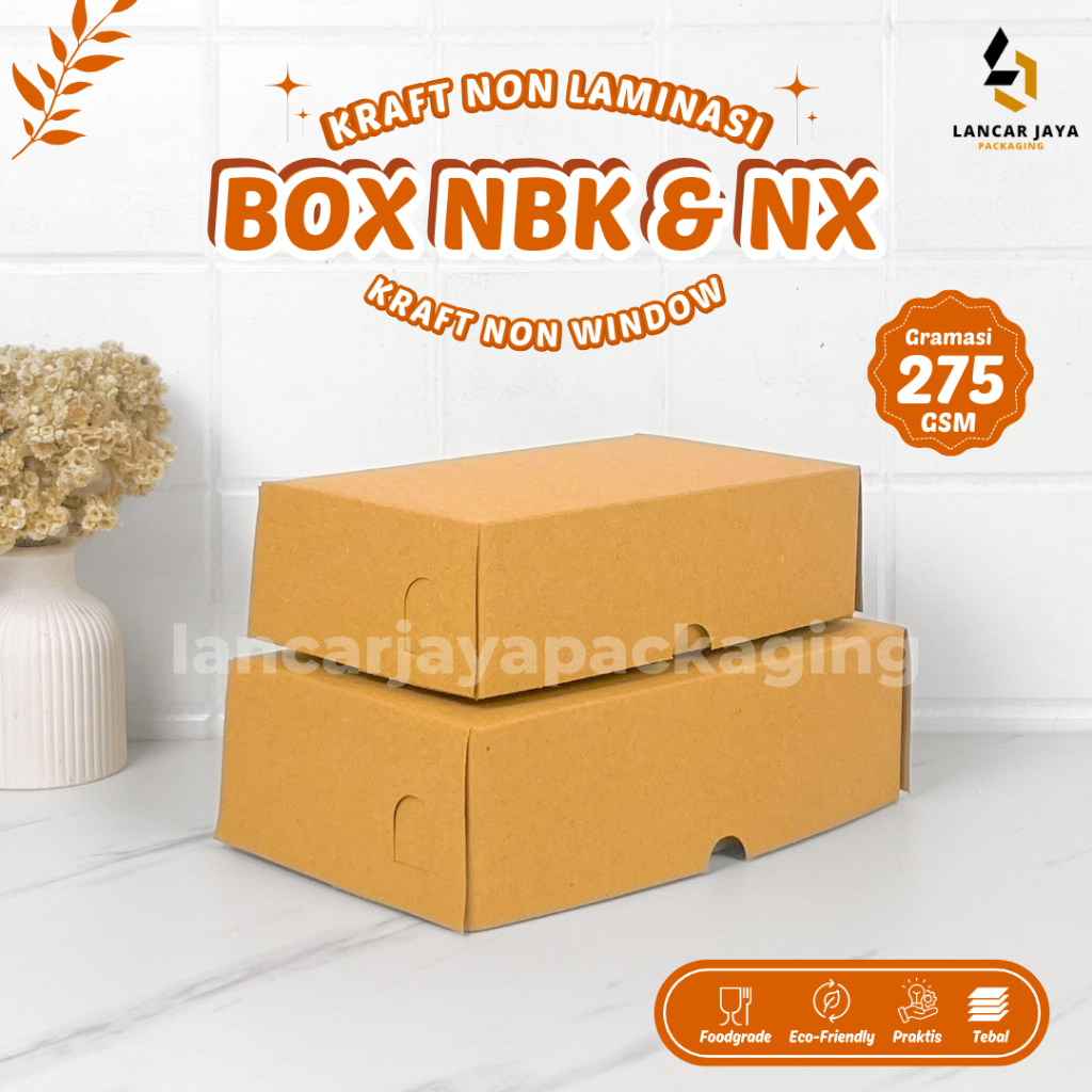 Dus NBK NX Kotak Nasi Kemasan Kue Snack Kraft 19.5x12.5x6 / 22x14x6.5 cm