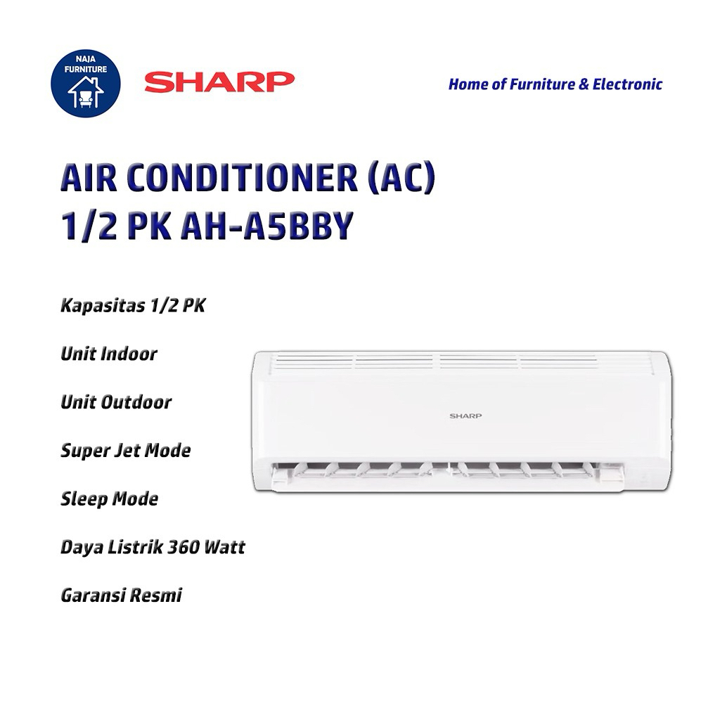 SHARP AC 1/2 PK AH-A5BBY | UNIT ONLY Air Conditioner Sharp 0.5 PK | AC Sharp Indoor & Outdoor | Pend