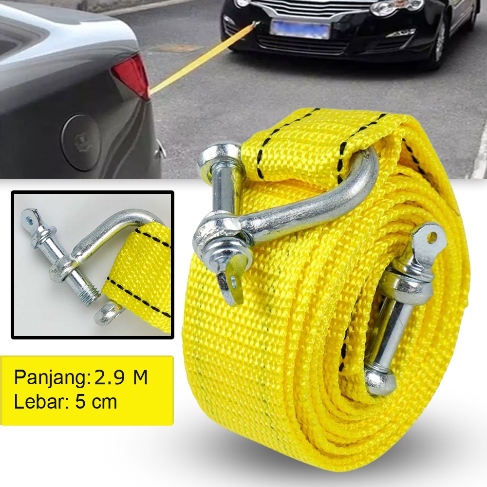 COD Tali Derek Mobil Emergency Tow Rope Metal Buckle U-Type 2.9M / Derekan Perlengkapan Berkendara