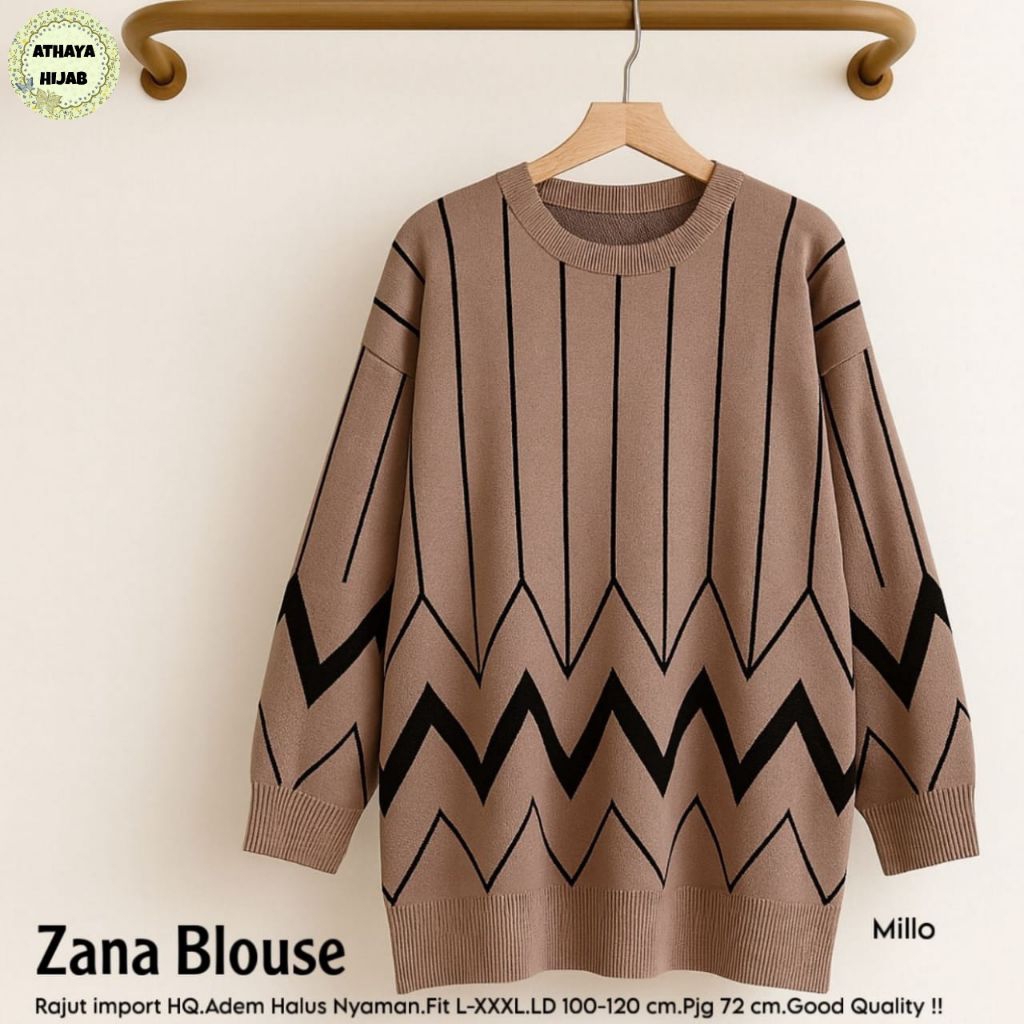 Baju Rajut Blouse Wanita Kekinian Zana Blouse By Athaya Hijab