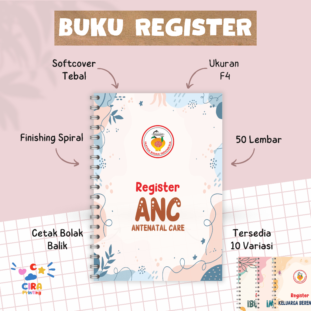 Buku Register & Buku Kas Spiral – Catatan Kunjungan Pasien Harian untuk Bidan & Klinik