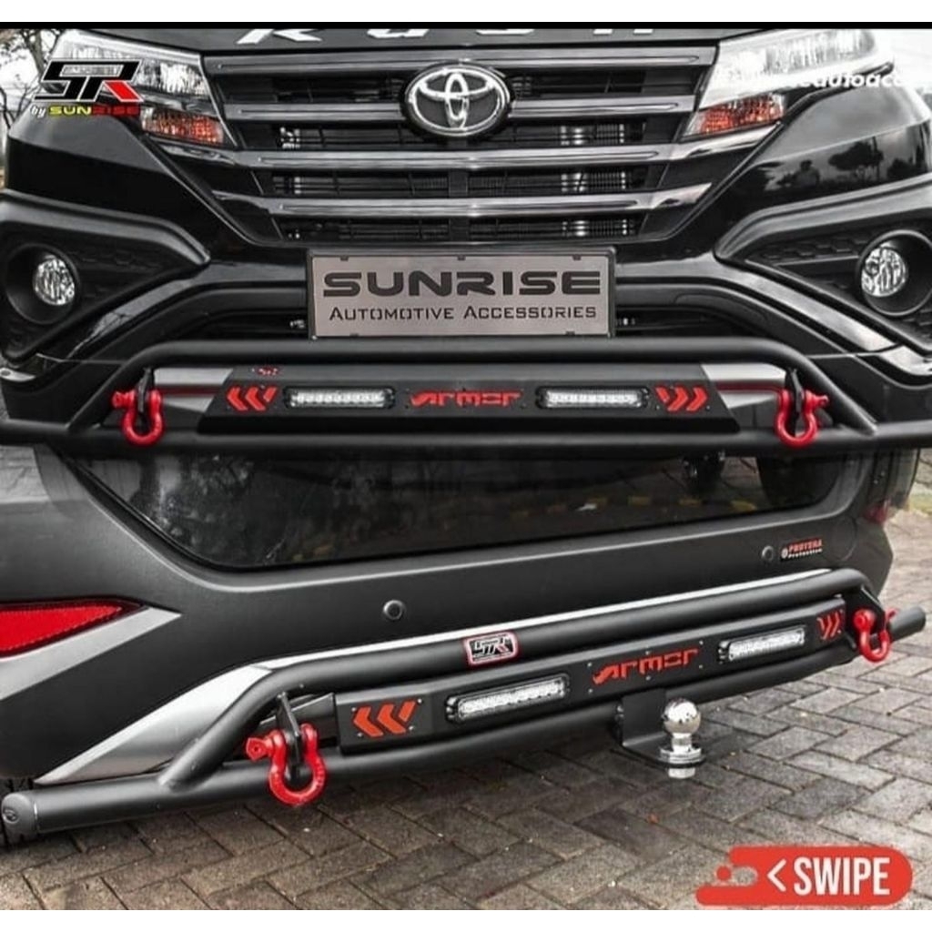 PAKET TANDUK DEPAN DAN TOWING BELAKANG ARMOR MOBIL ALL NEW RUSH 2018-2025 MODEL ARMOR SUNRISE SR