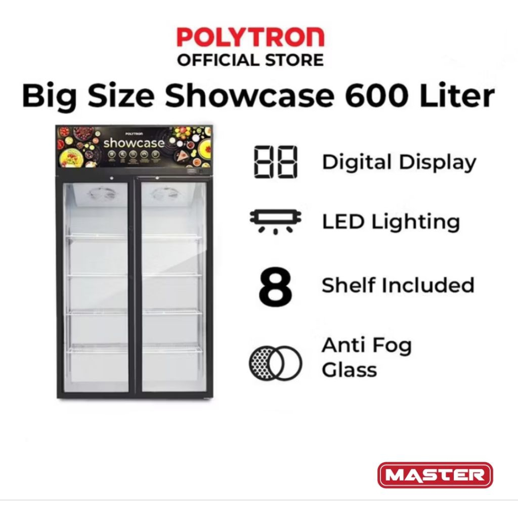 SHOWCASE POLYTRON 2 PINTU SCN610 GARANSI RESMI 3 TAHUN