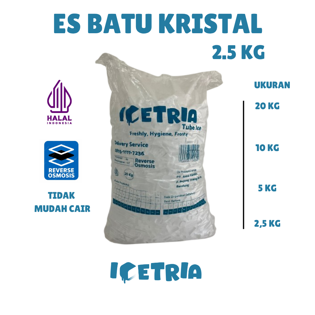 Es Batu Kristal ice Tube icetria bandung (Cube) 2,5 KG