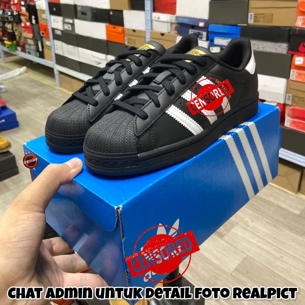 Sepatu Casual @dda$ $upersta® Black White EG4959 100% Real Pictute By Sneakers Kita