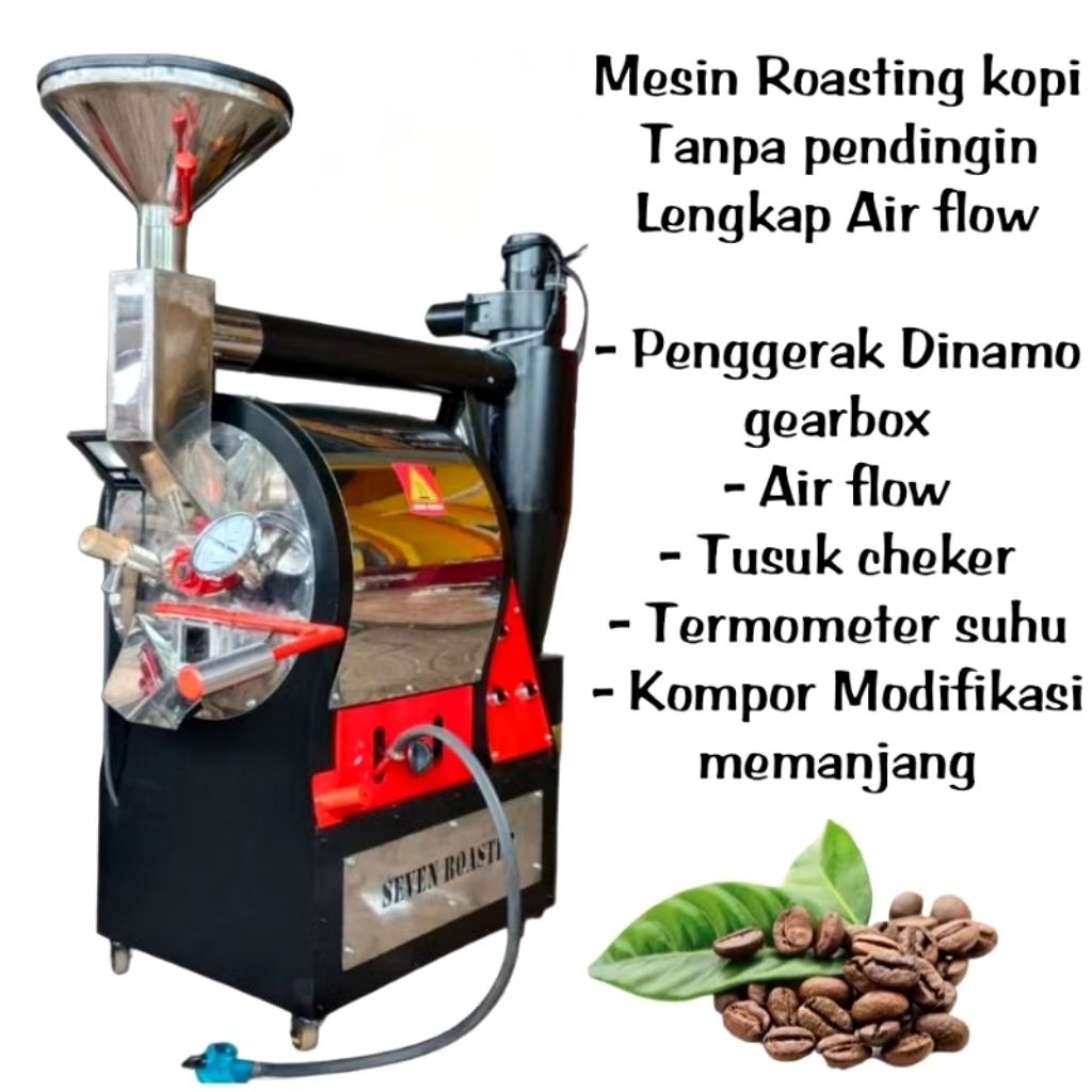 Mesin Roasting Kopi 10 kg Tanpa pendingin lengkap air flow