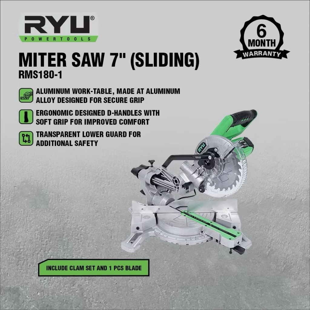 RYU SLIDING Miter Saw 7 inch Mesin Potong Gergaji Aluminium / Miter Saw 7" inch 7Inch Mitter Saw Mit