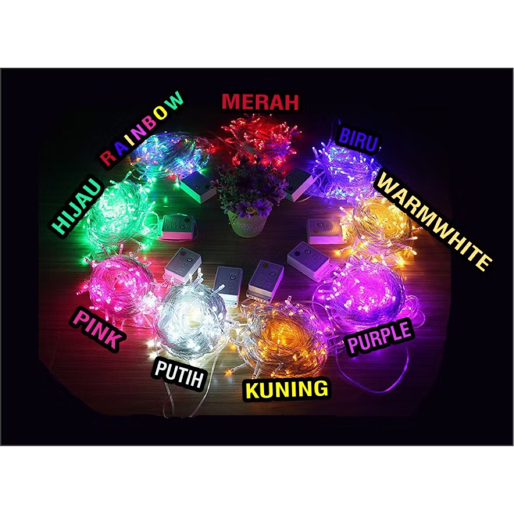 Lampu Tumbler LED Panjang 10 METER Hias Pohon Natal Model Bintang Warna Warni Lampu kelap kelip