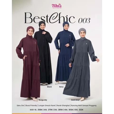 BESTCHIC 003 GAMIS merk NIBRAS TERBARU, gamis ibu, gamis harian, gamis ibu ibu, gamis remaja, gamis 