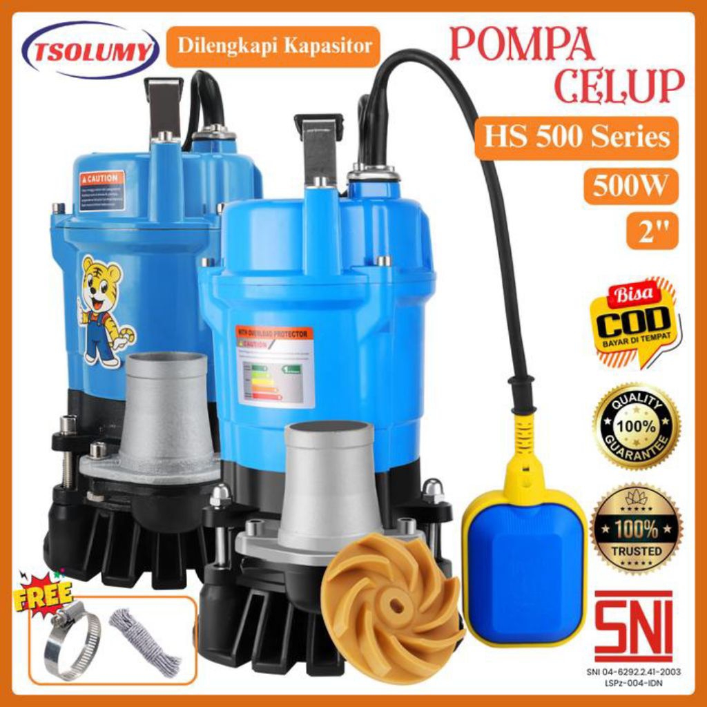Pompa Celup Air Kotor Air Bersih HS2.4-500W 2inc Pompa Kolam Ikan Pompa Irigasi Pertanian - HS 2.4-5
