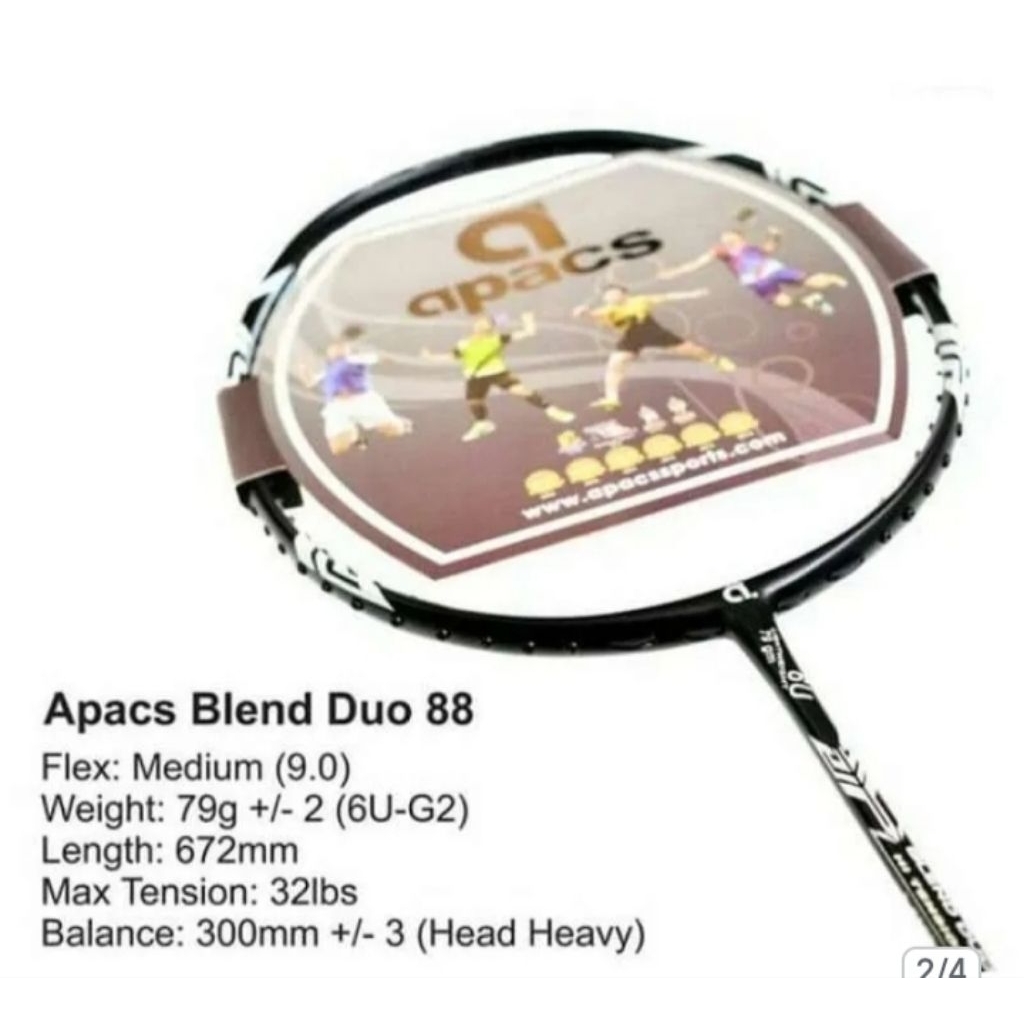 RAKET BADMINTON ORIGINAL APACS BLEND DUO 88 - 6U BLACK & GOLD