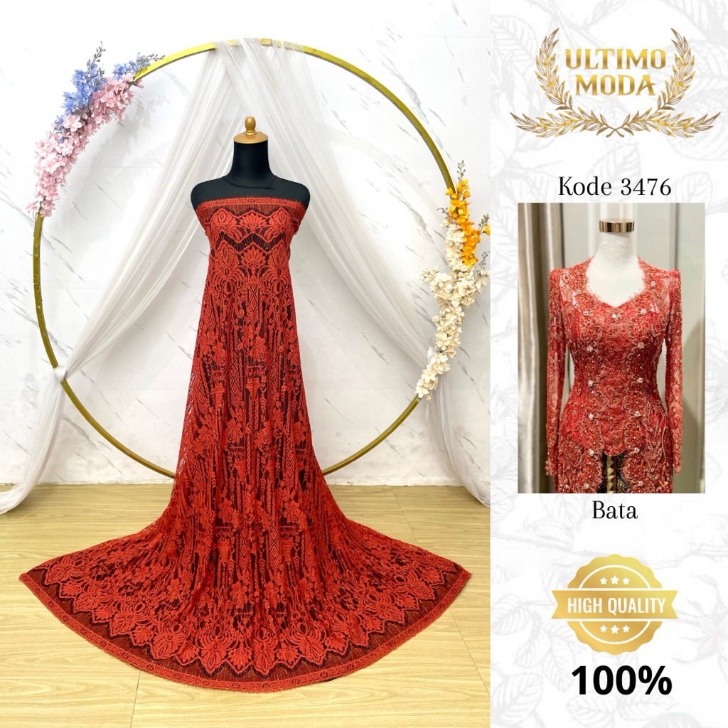 (GRADE A) KODE 3476 BATA - KAIN PANEL BRUKAT 3 D GRADASI - P 2,7 M L 1,5 M - MEWAH DAN ELEGAN - BAHA