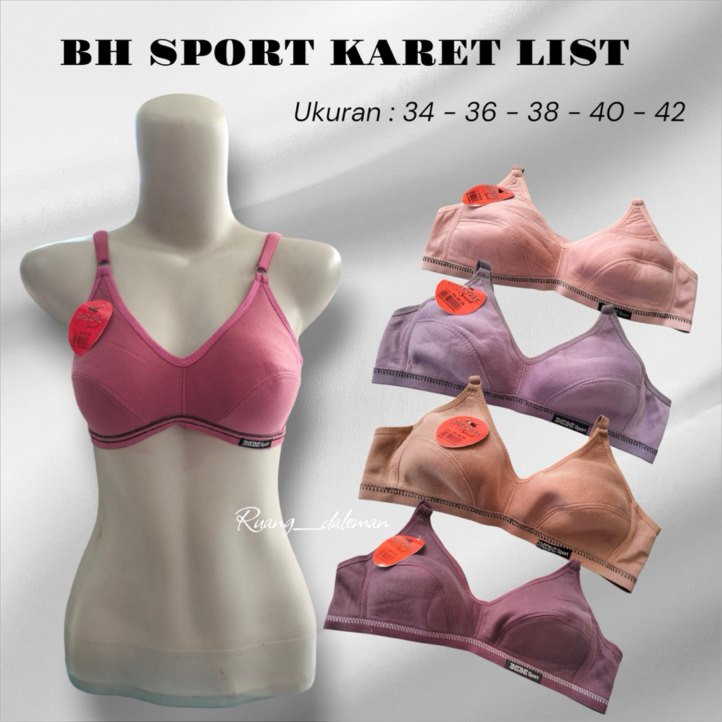 RD Sport Bra KARET LIST, Bra Tanpa Kawat, Sport Bra Tanpa Kawat, Karet List
