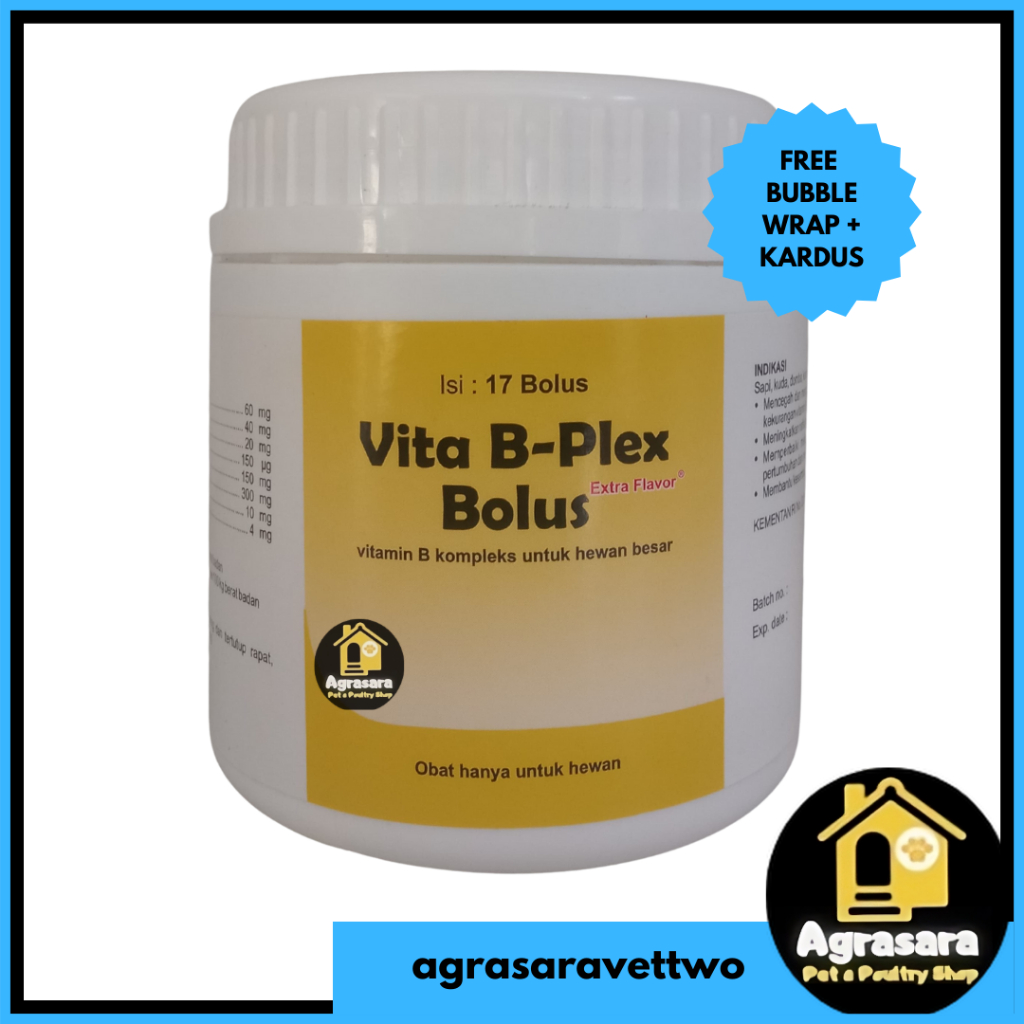 VITA B PLEX BOLUS ISI 17 BOLUS - VITAMIN B KOMPLEKS BOLUS HEWAN TERNAK