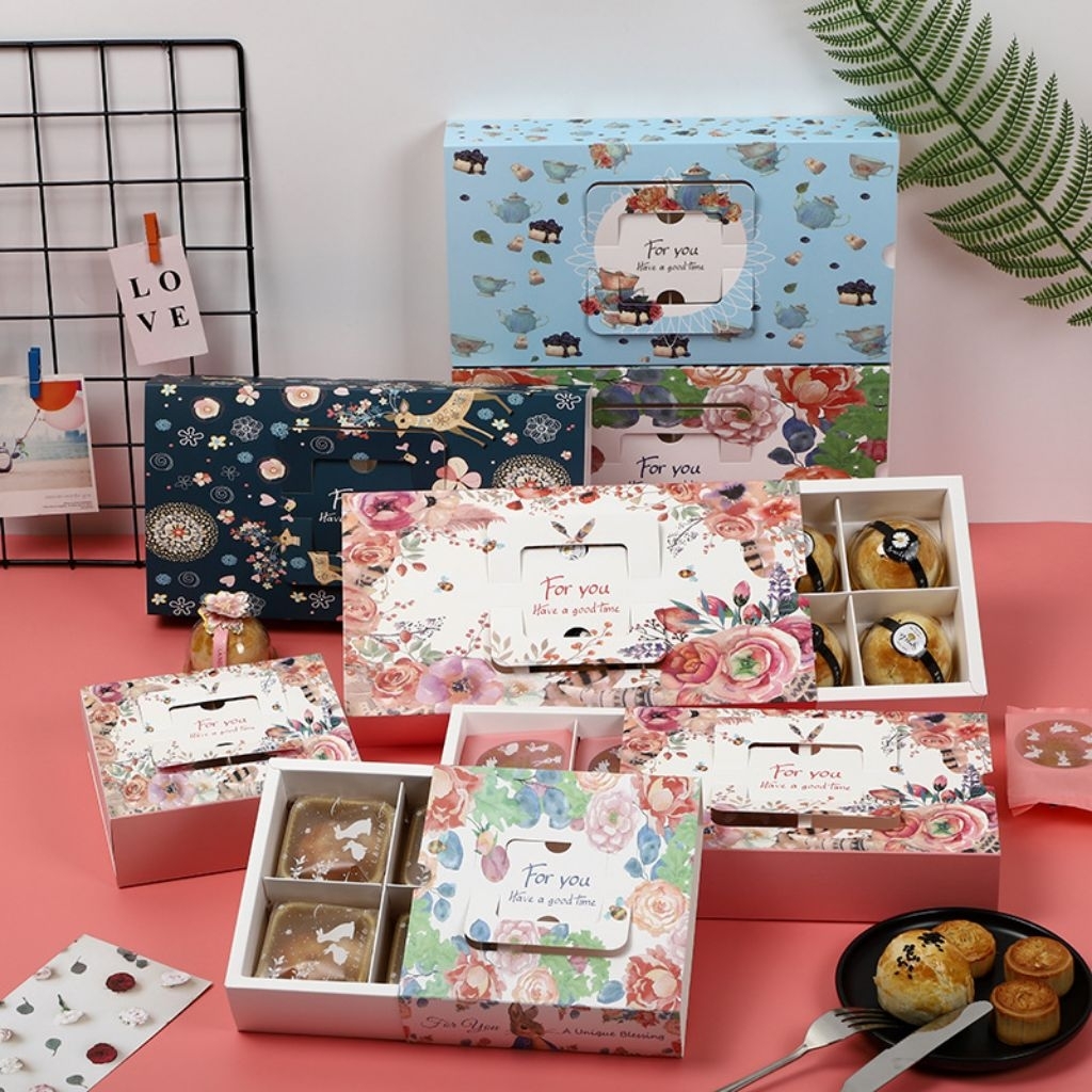 BOX SEKAT SERBAGUNA COOKIES COKLAT MOONCAKE SEKAT 4 MEWAH KOTAK MOONCAKE FLOWER