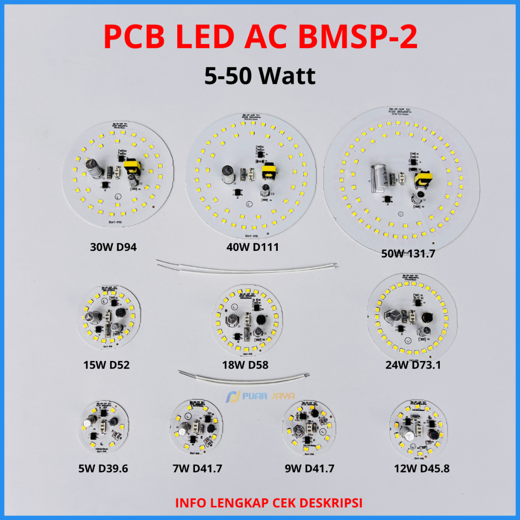 PCB LED AC BMSP-2 5 7 9 12 15 18 24 30 40 50 Watt Lengkap PCB Lampu Led Mesin Lampu LED Putih Terang