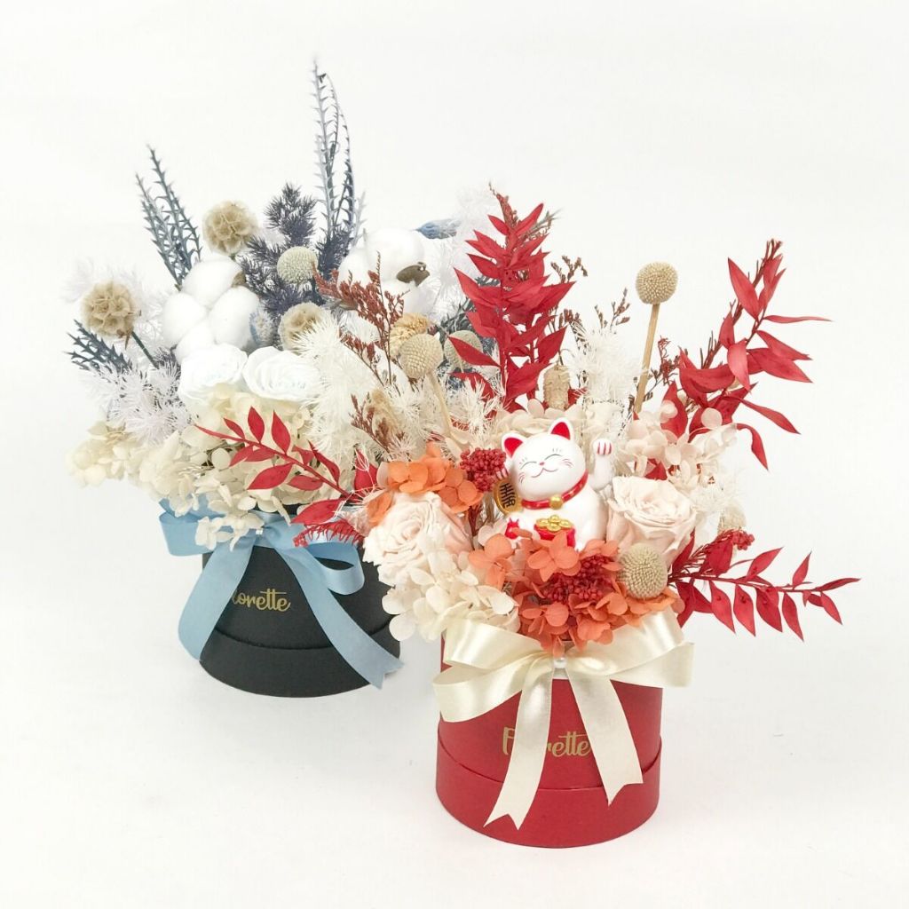 [Ready Bandung] Kado Grand Opening Lucky Cat Ucapan Selamat Karangan Bunga Kering Dried Flower Bouqu